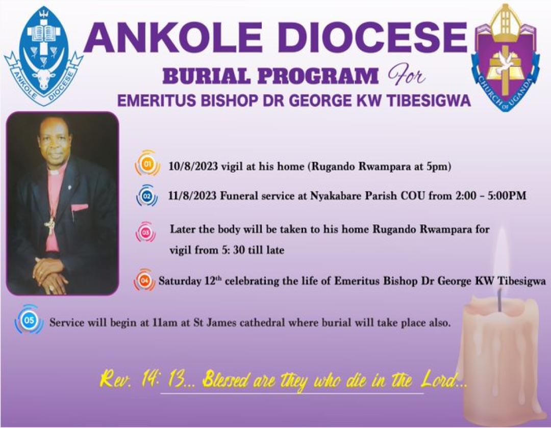 Ankole Diocese releases burial program of Bishop Tibesigwa