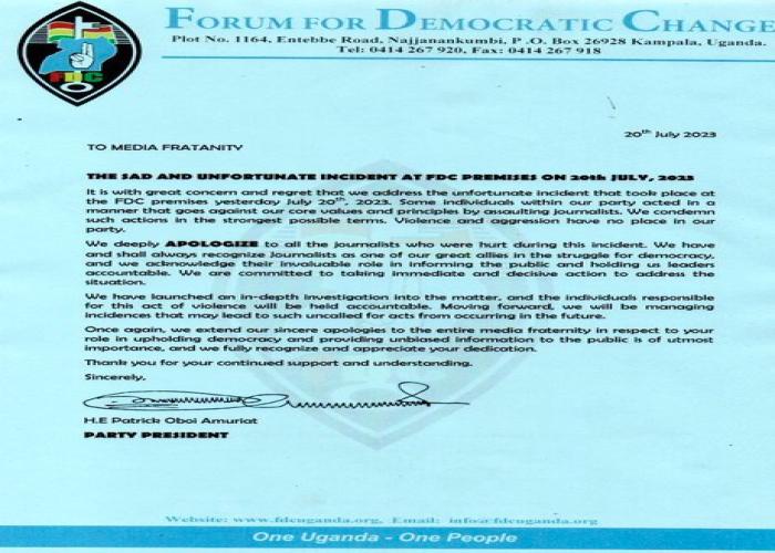 FDC president apologises to journalists assaulted